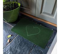 Nicoman Heart Shape Embossed Entrance Door Mat Non Slip Dirt Trapper PVC Spaghetti Mat with Rubber Base, Jet Washable Quick Drying Doormat Indoor or Outdoor - (Small, Green, 60 x 40cm)