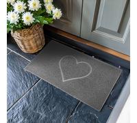 Nicoman Heart Shape Embossed Entrance Door Mat Non Slip Dirt Trapper PVC Spaghetti Mat with Rubber Base, Jet Washable Quick Drying Doormat Indoor or Outdoor - (Medium, Grey, 75 x 44cm)