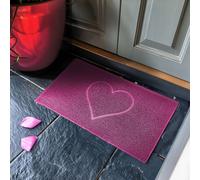 Nicoman Heart Shape Embossed Entrance Door Mat Non Slip Dirt Trapper PVC Spaghetti Mat with Rubber Base, Jet Washable Quick Drying Doormat Indoor or Outdoor - (Small, Pink, 60 x 40cm)