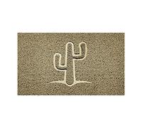 Nicoman Embossed Spaghetti Door Mat Dirt-Trapper Jet-Washable Doormat 70x43cm (Beige, CACTUS Shape) - Use Indoor or Sheltered Outdoor