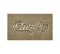 Nicoman Embossed Spaghetti Door Mat Dirt-Trapper Jet-Washable Doormat 70x43cm (Beige, COME-IN) - Use Indoor or Sheltered Outdoor