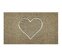 Nicoman Embossed Spaghetti Door Mat Dirt-Trapper Jet-Washable Doormat 70x43cm (Beige, HEART Shape) - Use Indoor or Sheltered Outdoor