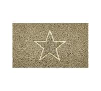Nicoman Embossed Spaghetti Door Mat Dirt-Trapper Jet-Washable Doormat 70x43cm (Beige, STAR Shape) - Use on Carpet ONLY