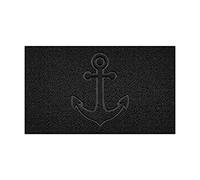 Nicoman Embossed Spaghetti Door Mat Dirt-Trapper Jet-Washable Doormat 70x43cm (Black, ANCHOR Shape) - Use on Carpet ONLY