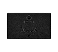 Nicoman Embossed Spaghetti Door Mat Dirt-Trapper Jet-Washable Doormat 70x43cm (Black, ANCHOR Shape) - Use Outdoor ONLY