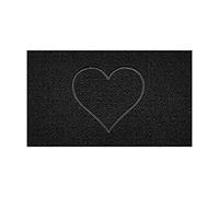 Nicoman Embossed Spaghetti Door Mat Dirt-Trapper Jet-Washable Doormat 70x43cm (Black, HEART Shape) - Use Indoor or Sheltered Outdoor