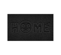 Nicoman Embossed Spaghetti Door Mat Dirt-Trapper Jet-Washable Doormat 70x43cm (Black, HOME SMILEY FACE Shape) - Use Indoor or Sheltered Outdoor