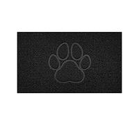 Nicoman Embossed Spaghetti Door Mat Dirt-Trapper Jet-Washable Doormat 70x43cm (Black, PAW Shape) - Use Indoor or Sheltered Outdoor