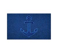 Nicoman Embossed Spaghetti Door Mat Dirt-Trapper Jet-Washable Doormat 70x43cm (Blue, ANCHOR Shape) - Use Indoor or Sheltered Outdoor