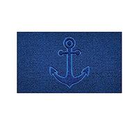 Nicoman Embossed Spaghetti Door Mat Dirt-Trapper Jet-Washable Doormat 70x43cm (Blue, ANCHOR Shape) - Use on Carpet ONLY