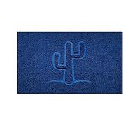 Nicoman Embossed Spaghetti Door Mat Dirt-Trapper Jet-Washable Doormat 70x43cm (Blue, CACTUS Shape) - Use on Carpet ONLY