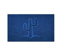 Nicoman Embossed Spaghetti Door Mat Dirt-Trapper Jet-Washable Doormat 70x43cm (Blue, CACTUS Shape) - Use Indoor or Sheltered Outdoor