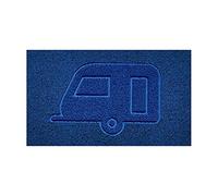 Nicoman Embossed Spaghetti Door Mat Dirt-Trapper Jet-Washable Doormat 70x43cm (Blue, CARAVAN Shape) - Use on Carpet ONLY