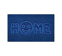Nicoman Embossed Spaghetti Door Mat Dirt-Trapper Jet-Washable Doormat 70x43cm (Blue, HOME SMILEY FACE Shape) - Use on Carpet ONLY