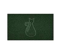Nicoman Embossed Spaghetti Door Mat Dirt-Trapper Jet-Washable Doormat 70x43cm (Green, CAT Shape) - Use on Carpet ONLY
