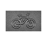 Nicoman Embossed Spaghetti Door Mat Dirt-Trapper Jet-Washable Doormat 70x43cm (Grey, BIKE Shape) - Use Outdoor ONLY