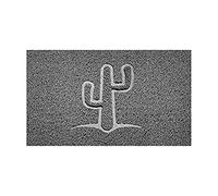 Nicoman Embossed Spaghetti Door Mat Dirt-Trapper Jet-Washable Doormat 70x43cm (Grey, CACTUS Shape) - Use Outdoor ONLY