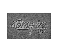 Nicoman Embossed Spaghetti Door Mat Dirt-Trapper Jet-Washable Doormat 70x43cm (Grey, COME-IN) - Use Indoor or Sheltered Outdoor