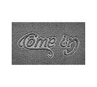 Nicoman Embossed Spaghetti Door Mat Dirt-Trapper Jet-Washable Doormat 70x43cm (Grey, COME-IN) - Use Outdoor ONLY