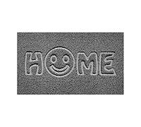 Nicoman Embossed Spaghetti Door Mat Dirt-Trapper Jet-Washable Doormat 70x43cm (Grey, HOME SMILEY FACE Shape) - Use Indoor or Sheltered Outdoor