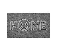 Nicoman Embossed Spaghetti Door Mat Dirt-Trapper Jet-Washable Doormat 70x43cm (Grey, HOME SMILEY FACE Shape) - Use Outdoor ONLY