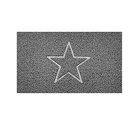 Nicoman Embossed Spaghetti Door Mat Dirt-Trapper Jet-Washable Doormat 70x43cm (Grey, STAR Shape) - Use Outdoor ONLY