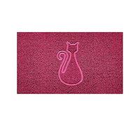 Nicoman Embossed Spaghetti Door Mat Dirt-Trapper Jet-Washable Doormat 70x43cm (Pink, CAT Shape) - Use Indoor or Sheltered Outdoor