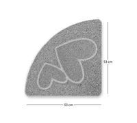 Nicoman Double Heart Corner Shower Mat Non Slip Anti Mould, 53 cm Bath Mats for Inside Shower, Loofah Gray Bathmats for Bathtubs Toilet Bathroom Floor, PVC Bathtub Mat for Couple