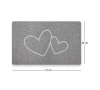 Nicoman Embossed Spaghetti Loofah Anti Slip Shower Mat - Double Heart - Rectangular 75x44cm