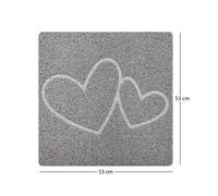 Nicoman Couple Heart Square Bath Mat Non Slip Anti Mould, 53 cm Bath Mats for Cubicle Shower, Loofah Grey Bathmats for Bathtubs Toilet Bathroom Floor, PVC Bathtub Mat for Family