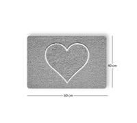 Nicoman Heart Shower Mat Non Slip Anti Mould, 40x60 cm Bath Mats for Inside Shower, Phthalate Free Loofah Grey Bathmats for Bathtubs Toilet Bathroom Floor, PVC Bath Rugs Quick Drying, Washable