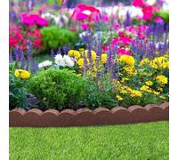 Nicoman Flexi Curve Border Scallop Flexible Edging Rubber Stone Garden Border 1.2m in Brown | Size: 6 Pack Nicoman Brown 6 Pack