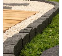 Nicoman Flexible Lawn Edging Stone Garden Border Grass Pathways Plot Flowerbed Raised Rubber Borders Grey 1.2M - Pack Of 4
