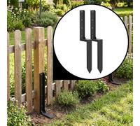 Nicoman Metal Fence Post Support Brackets, Pre-Formed Ready-to-Install, Ground Anchor Spikes, Heavy Duty Steel, Outdoor Garden Fence Support Stakes (Pack of 2)