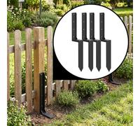 Nicoman Metal Fence Post Support Brackets, Pre-Formed Ready-to-Install, Ground Anchor Spikes, Heavy Duty Steel, Outdoor Garden Fence Support Stakes (Pack of 4)