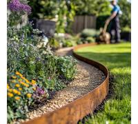 Nicoman Heavy Duty Pre Rusted Metal Garden Border Edging 10m Long Roll in Bronze Nicoman Bronze
