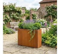 Nicoman Galvanised Steel Trough Metal Planter 90cm x 82cm - Pre-Rusted