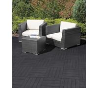 Nicoman Garden Decking Tiles Cosmopolitan Patio, Terrace, Hot Tub Deck Tiles | Interlocking Decking Tiles | Recycled | Cosmo Composite | Outdoor Drainage Deck Flooring (Graphite, 30 x 30cm, 1x)