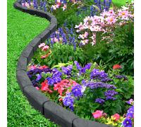 Nicoman Garden Lawn Edging Stomp Edge Rubber Stone Garden Border in Dark Grey | Size: 4 Pack Nicoman Dark Grey 4 Pack