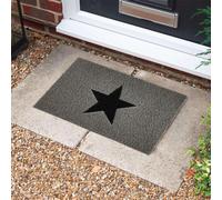 Nicoman Grey & Black Embossed Star Doormat - 75X44Cm