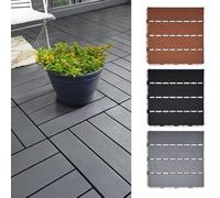 Nicoman Grey Decking Tiles 24 PCs Polydeck PVC for Garden Flooring, Patio, Click Deck Tiles Indoor, 30x30cm Plastic Square Connect Floor, Replace Wooden and Composite Decks