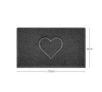 Nicoman "Heart" Embossed Loofah Textured Spaghetti Door Mat - Dark Grey - 75cm x 44cm - Yes (Suitable for Indoors)