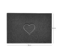 Nicoman "Heart" Embossed Loofah Textured Spaghetti Door Mat - Dark Grey - 90cm x 60cm - Yes (Suitable for Indoors)