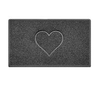 Nicoman Heart Embossed Shape Door Mat Dirt-Trapper Washable Barrier Doormat-Dark Grey (Drainage Open-Back)-Medium (75x44cm)