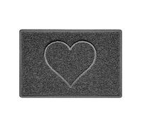 Nicoman Heart Embossed Shape Door Mat Dirt-Trapper Washable Barrier Doormat-Dark Grey (Drainage Open-Back)-Small (60x40cm)