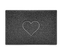 Nicoman Heart Embossed Shape Door Mat Dirt-Trapper Washable Barrier Doormat-Dark Grey (Watertight Rubber-Back)-Large (90x60cm)