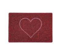Nicoman HEART Embossed Shape Door Mat-Trapper Jet-Washable Doormat-(Use Indoor or Sheltered Outdoor), Small (60x40cm), Red with Black