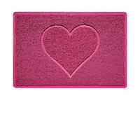 Nicoman Heart Shape Embossed Entrance Door Mat Non Slip Dirt Trapper PVC Spaghetti Mat with Rubber Base, Jet Washable Quick Drying Doormat Indoor or Outdoor - (Small, Pink, 60 x 40cm)