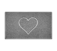 Nicoman Heart Shape Embossed Entrance Door Mat Non Slip Dirt Trapper PVC Spaghetti Mat with Rubber Base, Jet Washable Quick Drying Doormat Drainage Outdoor Use Only - (Medium, Grey, 75 x 44cm)