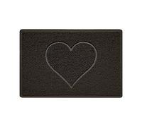 Nicoman Heart Shape Embossed Entrance Door Mat Non Slip Dirt Trapper PVC Spaghetti Mat with Rubber Base, Jet Washable Quick Drying Doormat Drainage Outdoor Use Only - (Small, Brown, 60 x 40cm)